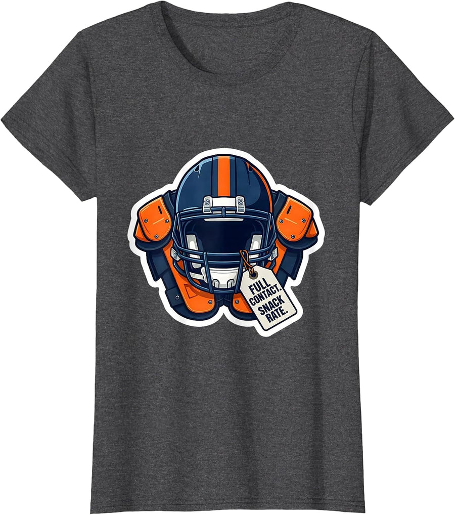 Women's Full Contact Snack Rate Funny Football Lineman Offensive T-Shirt - Dark Heather Grey