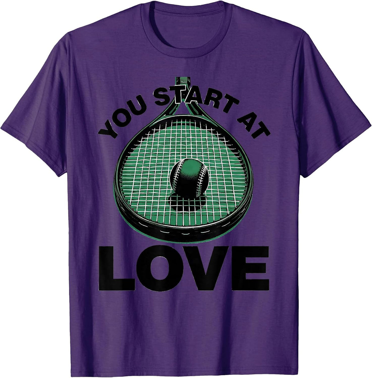 Men's You Start At Love Funny Tennis Player Racket Sport Humor T-Shirt - Purple