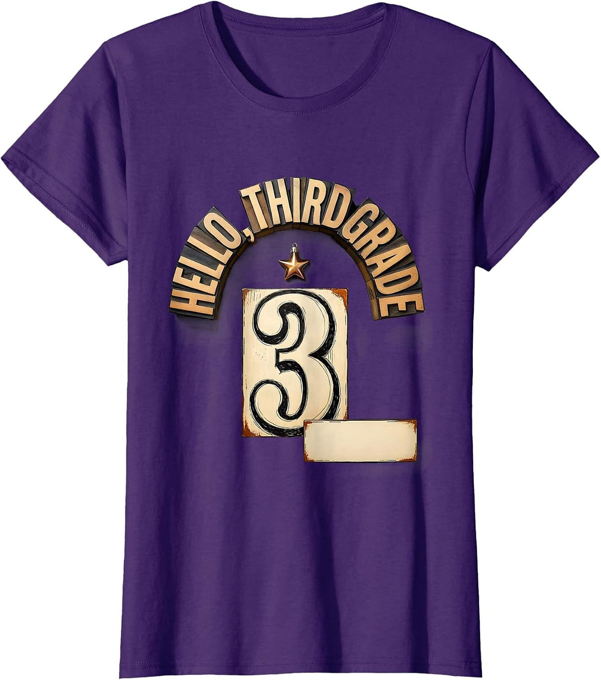 Women's Hello, Third Grade Cute Elementary Teacher Back To School T-Shirt - Purple