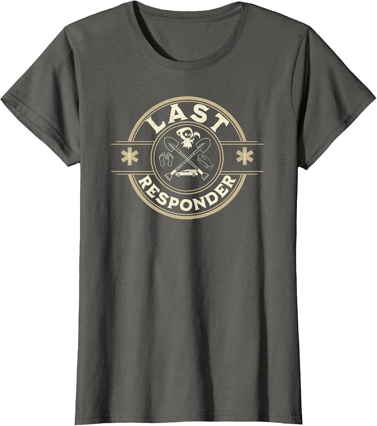 Grim Reaper Funny Dark Meme Mortician Last Responder Vintage T-Shirt - Asphalt Grey