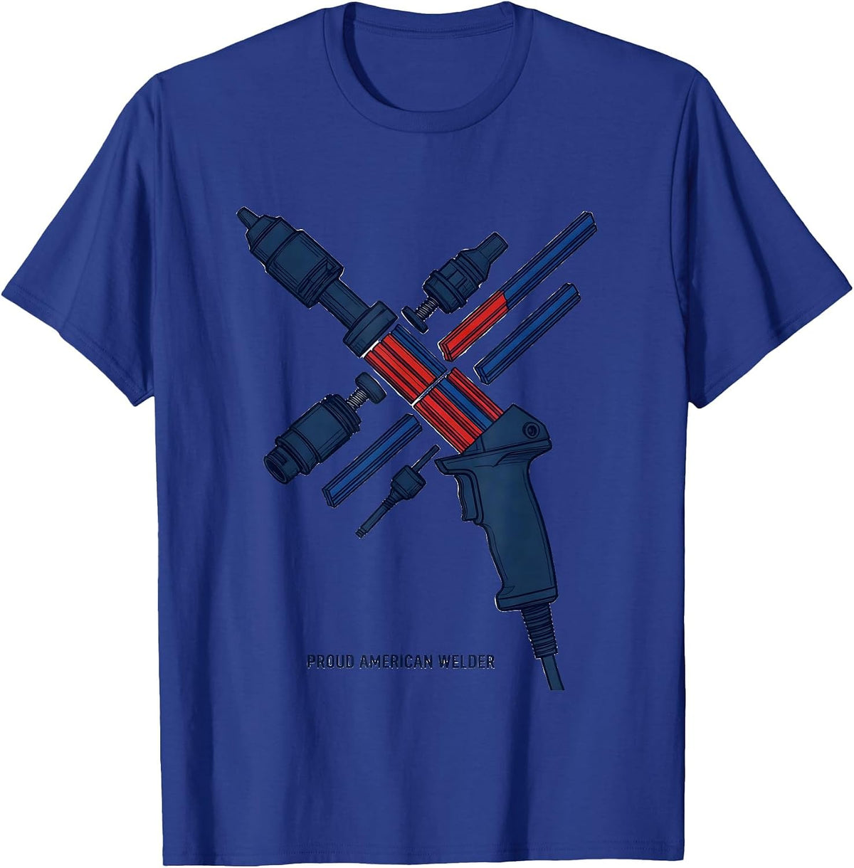 Proud American Welder Exploded MIG Welding Gun Patriotic T-Shirt - Royal Blue