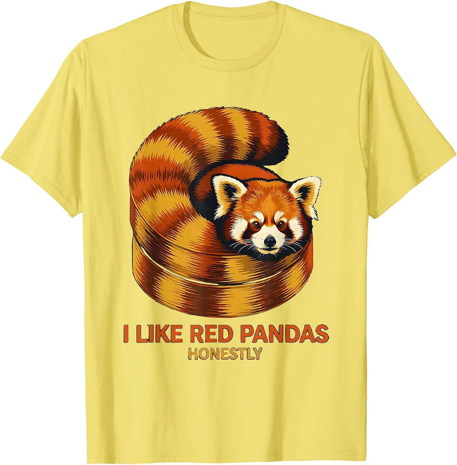 Men's I Like Red Pandas Honestly Funny Red Panda Lover Animal T-Shirt - Lemon Yellow