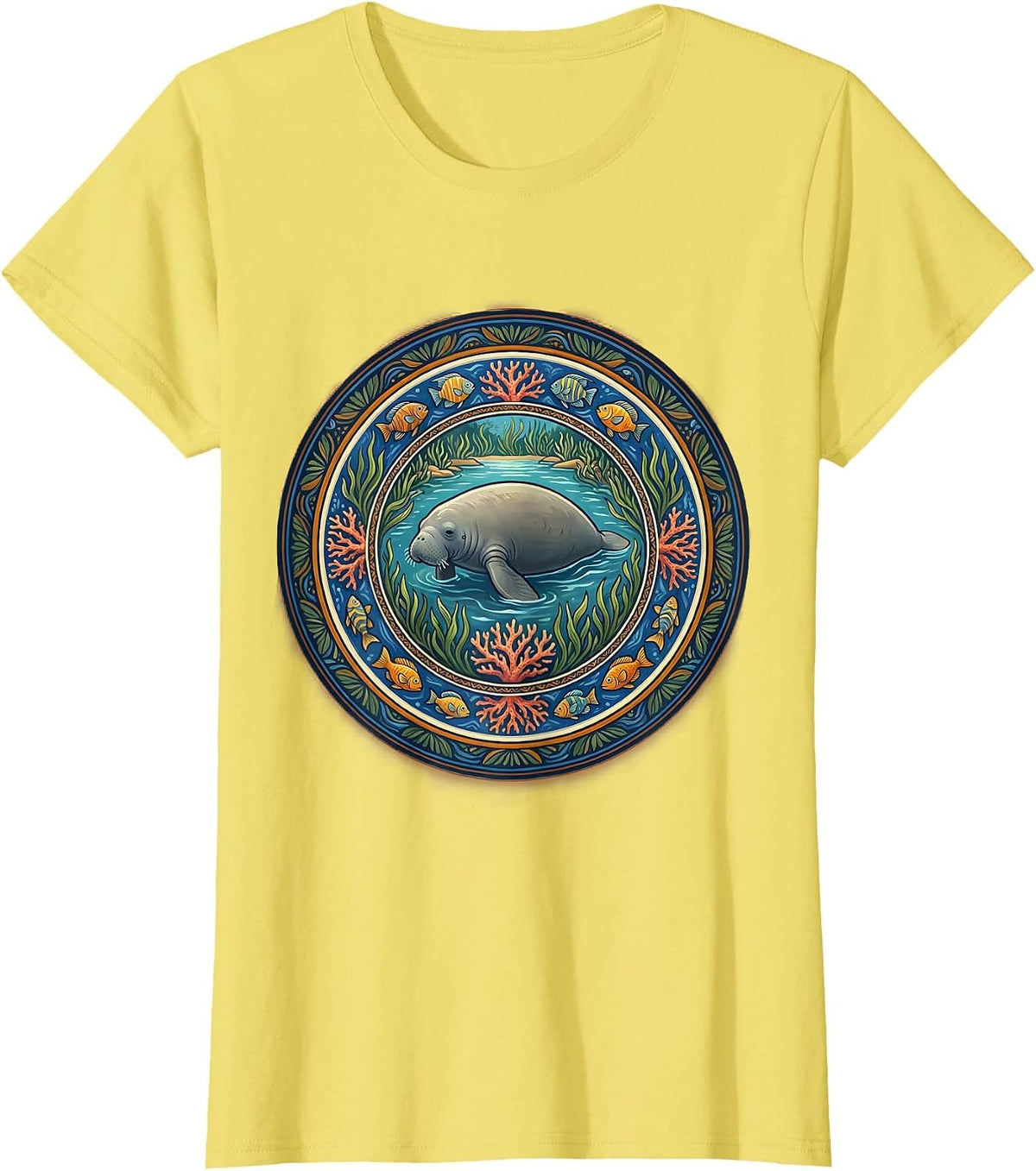 Puerto Rico Manatee Lagoon Graphic Design T-Shirt - Lemon Yellow