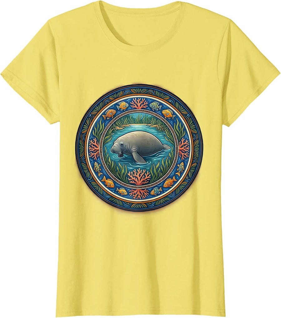 Puerto Rico Manatee Lagoon Graphic Design T-Shirt - Lemon Yellow