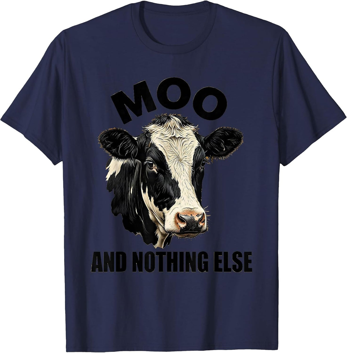 Men's Moo Cow Graphic Design for Animal Lovers T-Shirt - Navy Blue