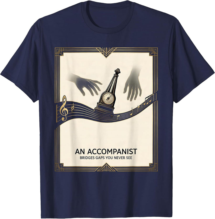 An Accompanist Bridges Gaps You Never See Art Deco Pianist T-Shirt - Navy Blue