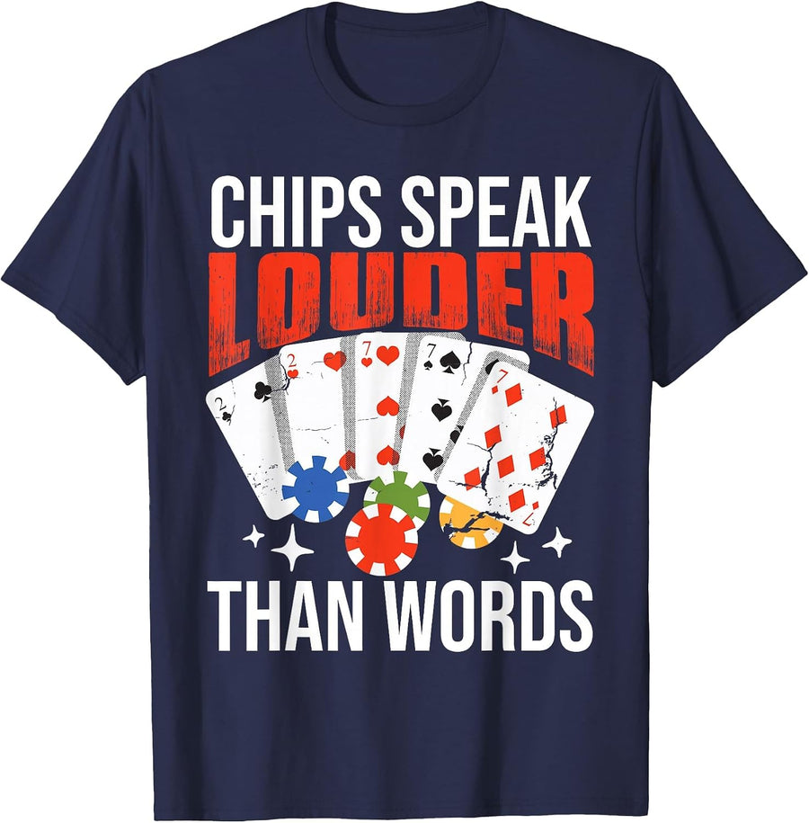 Funny Poker Texas Hold'em T-Shirt - Navy Blue