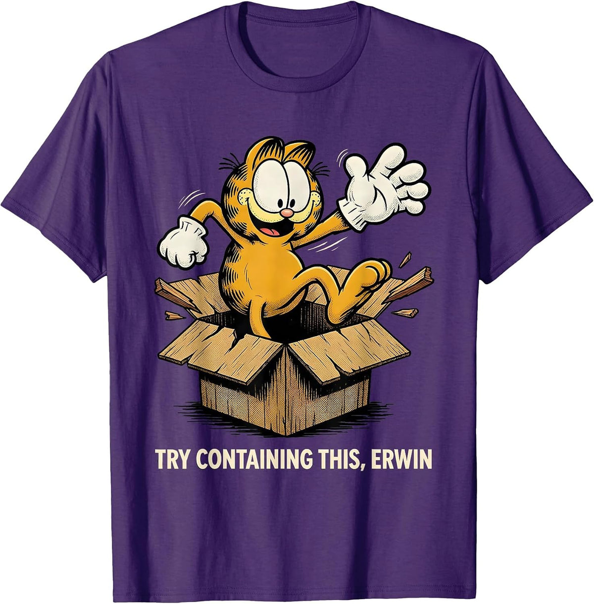 Men's Try Containing This, Erwin Retro Cartoon Quantum Physics T-Shirt - Purple