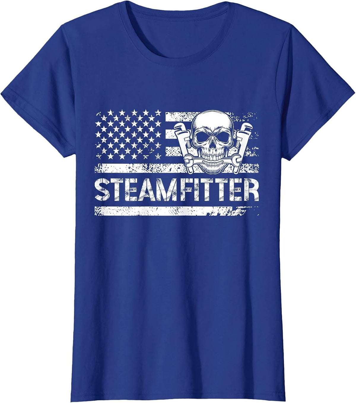 Steamfitter US Flag Pipefitter Steamfitters T-Shirt - Royal Blue
