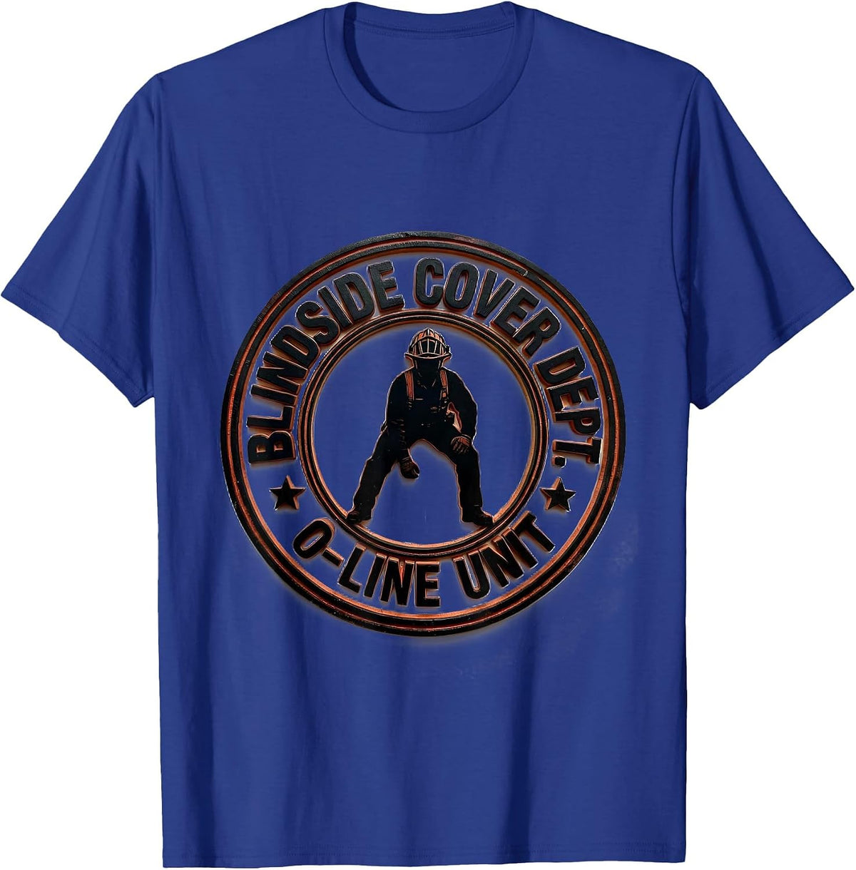 Blindside Cover Dept. O-Line Unit Funny Football Lineman T-Shirt - Royal Blue