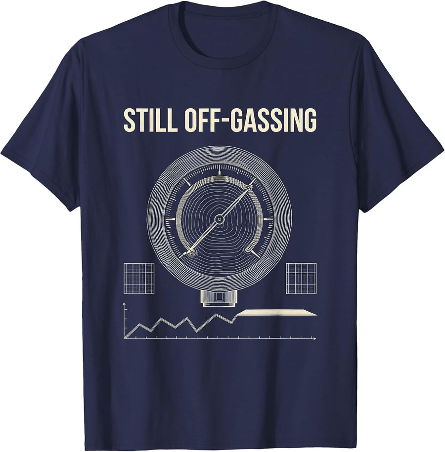 Still Off-Gassing Funny Scuba Diving Diver Humor T-Shirt - Navy Blue