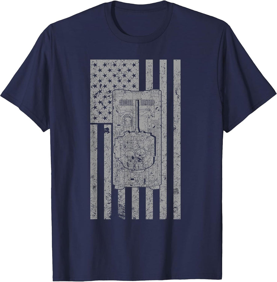 M2 Bradley IFV US Military Tank Vintage Flag T-Shirt T-Shirt - Navy Blue