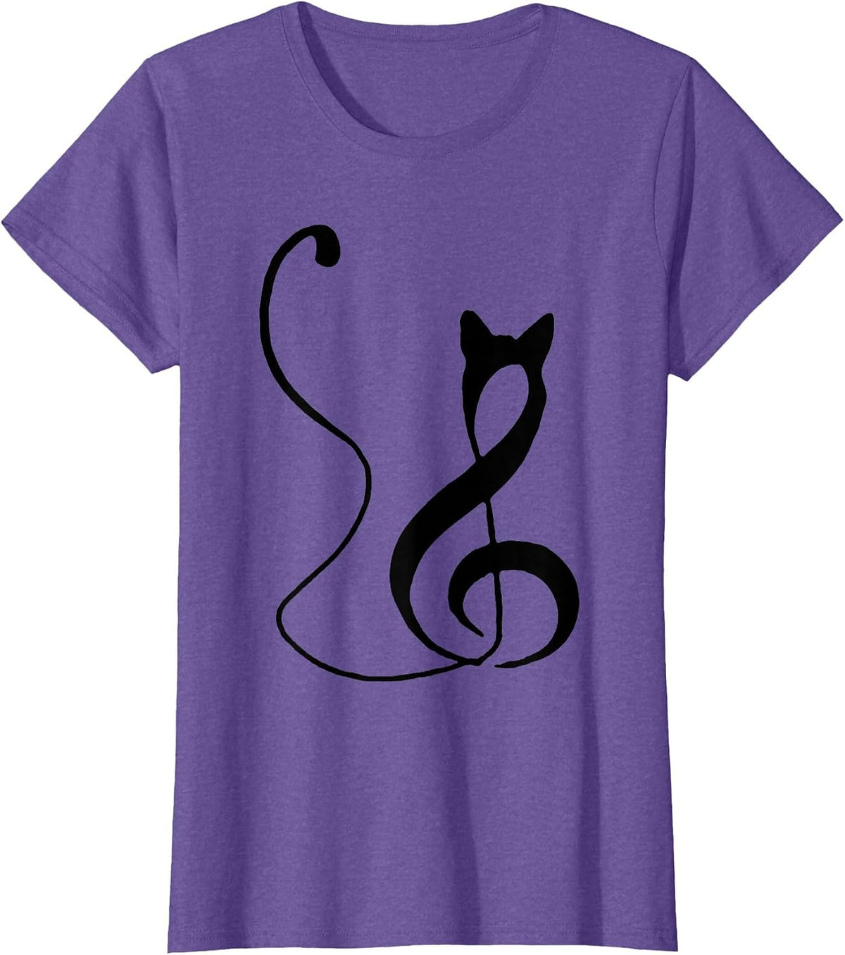 Music Note Inspired Cat Minimalist Music Lover Design T-Shirt - Purple Heather