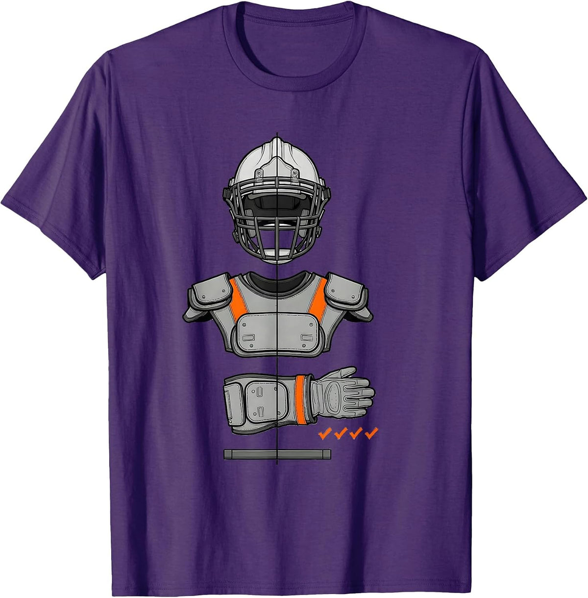 Men's Exploded Lineman Gear Stack Football Player Humor T-Shirt - Purple
