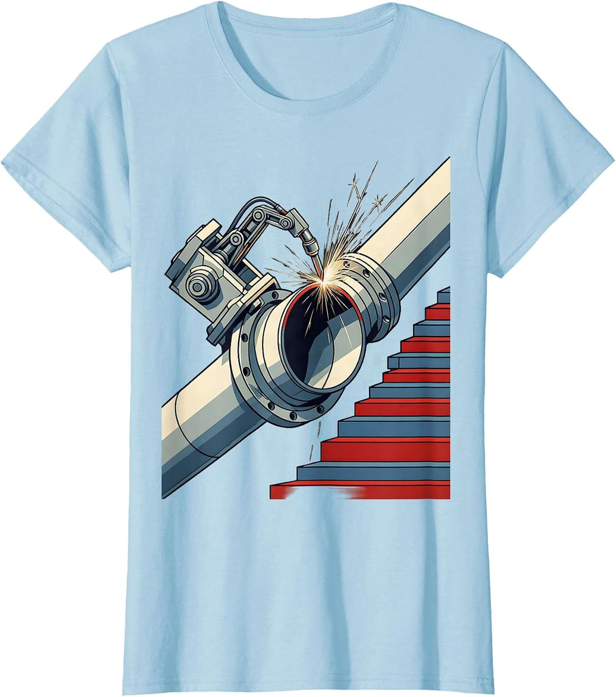 Pipe Welding Rotator Constructivist Poster Patriotic T-Shirt - Baby Blue