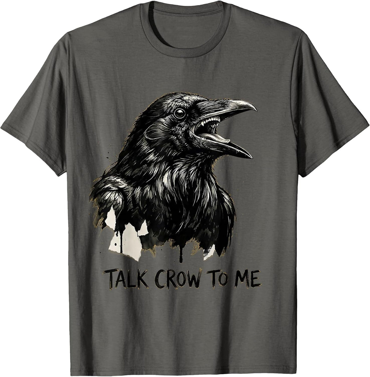 Men's Talk Crow To Me Funny Bird Lover Design T-Shirt - Asphalt Grey