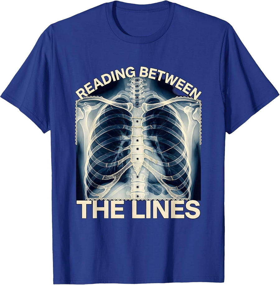 Reading Between the Lines Radiology Design T-Shirt - Royal Blue