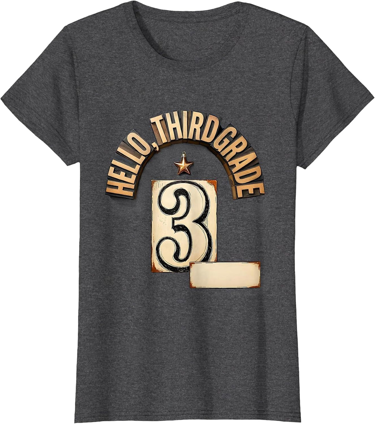 Women's Hello, Third Grade Cute Elementary Teacher Back To School T-Shirt - Dark Heather Grey