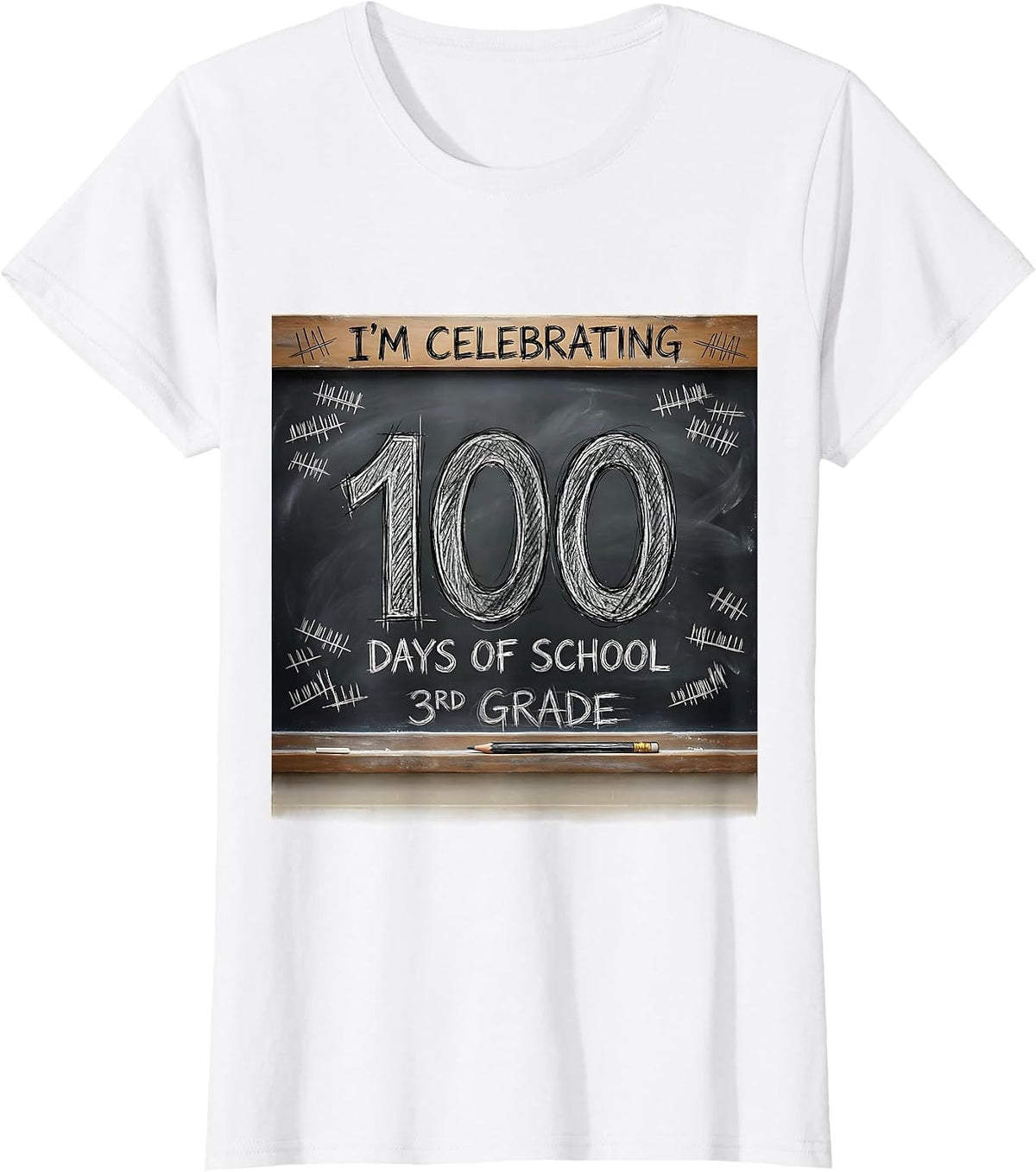 I'm Celebrating 100 Days Of School — 3rd Grade Teacher T-Shirt - White