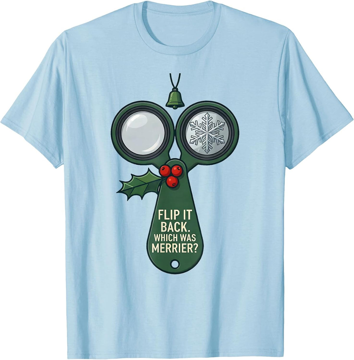 Men's Flip It Back Which Was Merrier Funny Optometrist Christmas T-Shirt - Baby Blue