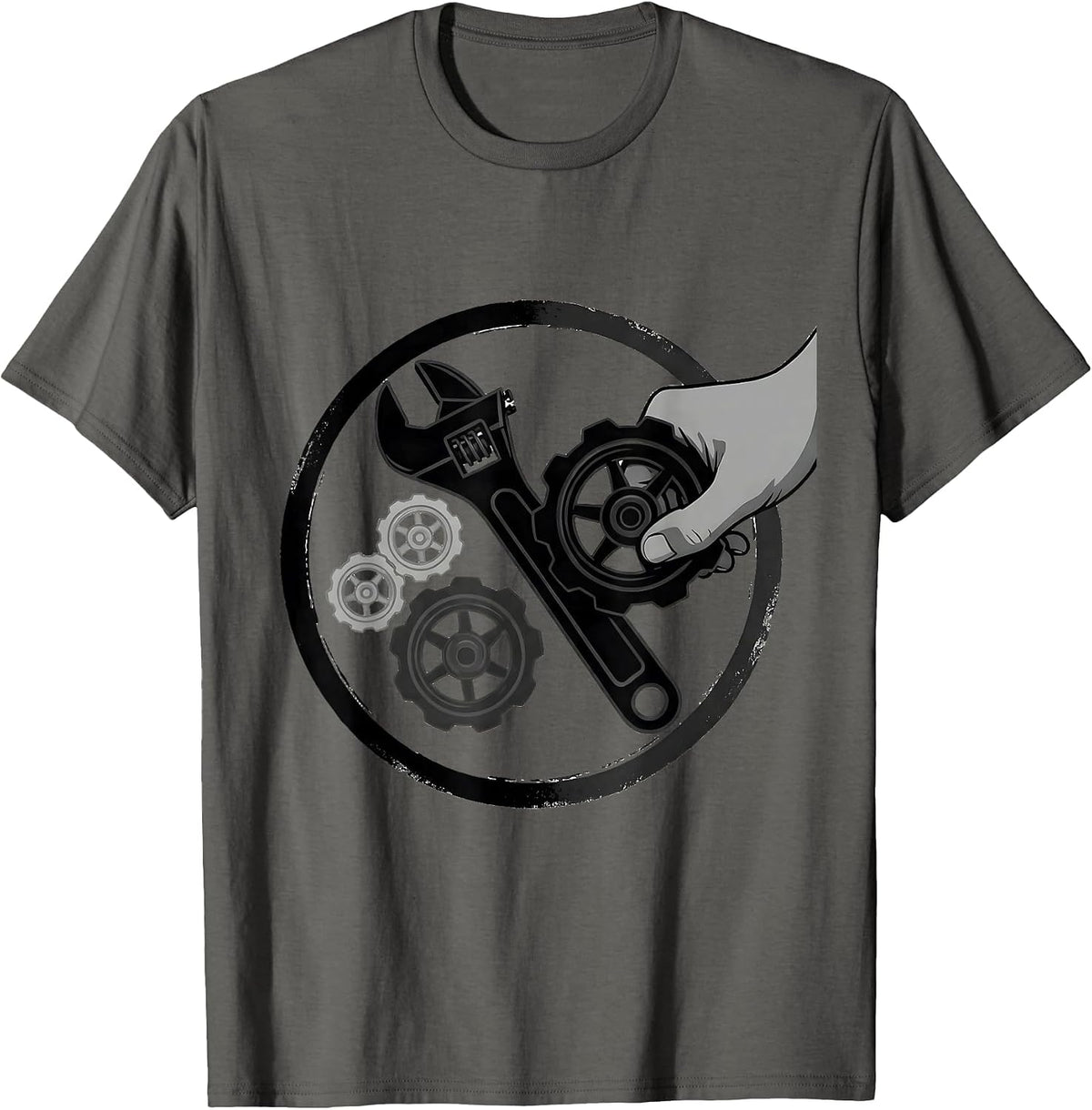 Sealed Pipe Wrench Badge Funny Plumber Gift T-Shirt - Asphalt Grey