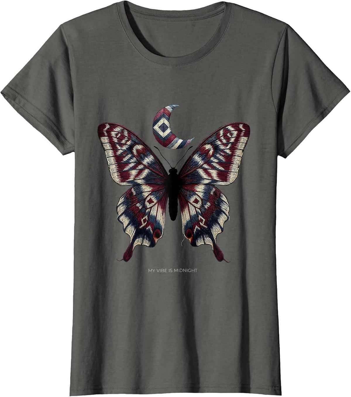 Women's My Vibe Is Midnight Goth Dark Aesthetic Design T-Shirt - Asphalt Grey
