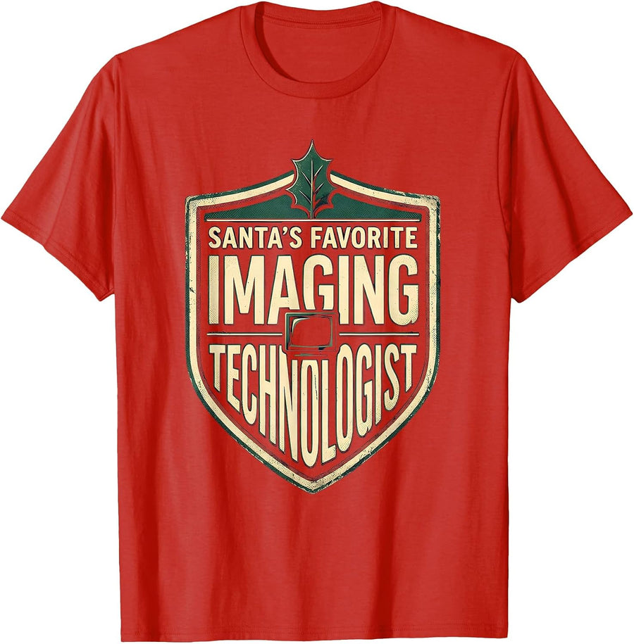 Men's Santa's Favorite Imaging Technologist Vintage Medical Tech T-Shirt - Red