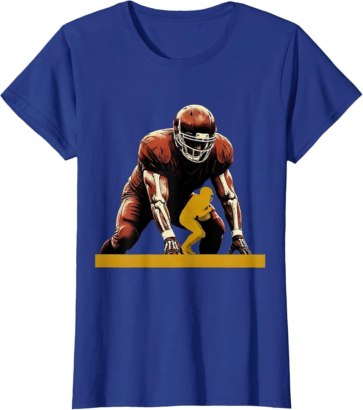 Women's Lineman Blocking Mass Football Player Humor T-Shirt - Royal Blue