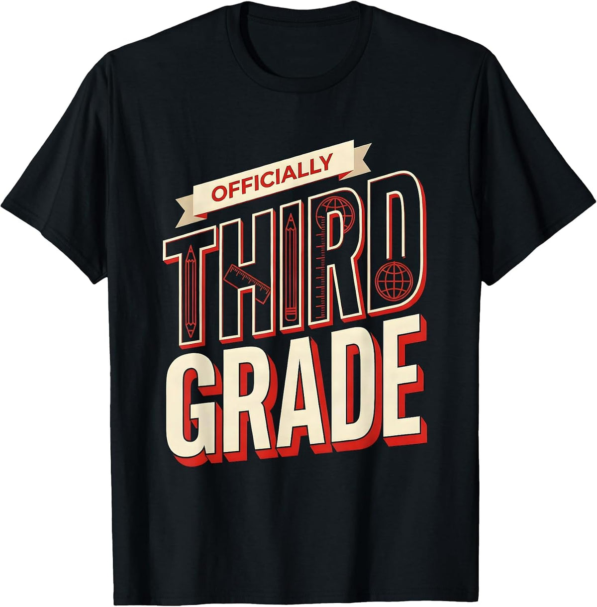 Men's Officially Third Grade Constructivist Poster Back To School T-Shirt - Black