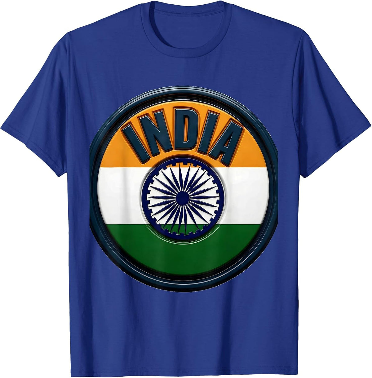 INDIA Patriotic Tricolor Flag National Pride T-Shirt - Royal Blue