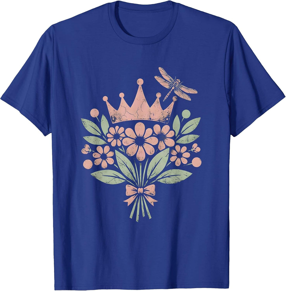 Gigi Tiara Wildflower Crown Illustration T-Shirt - Royal Blue