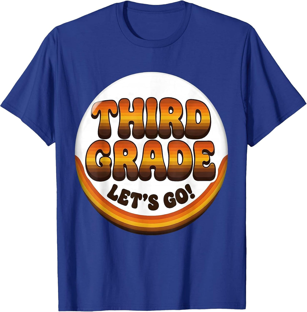 Men's Third Grade Let's Go Retro 70s Back to School Teacher T-Shirt - Royal Blue