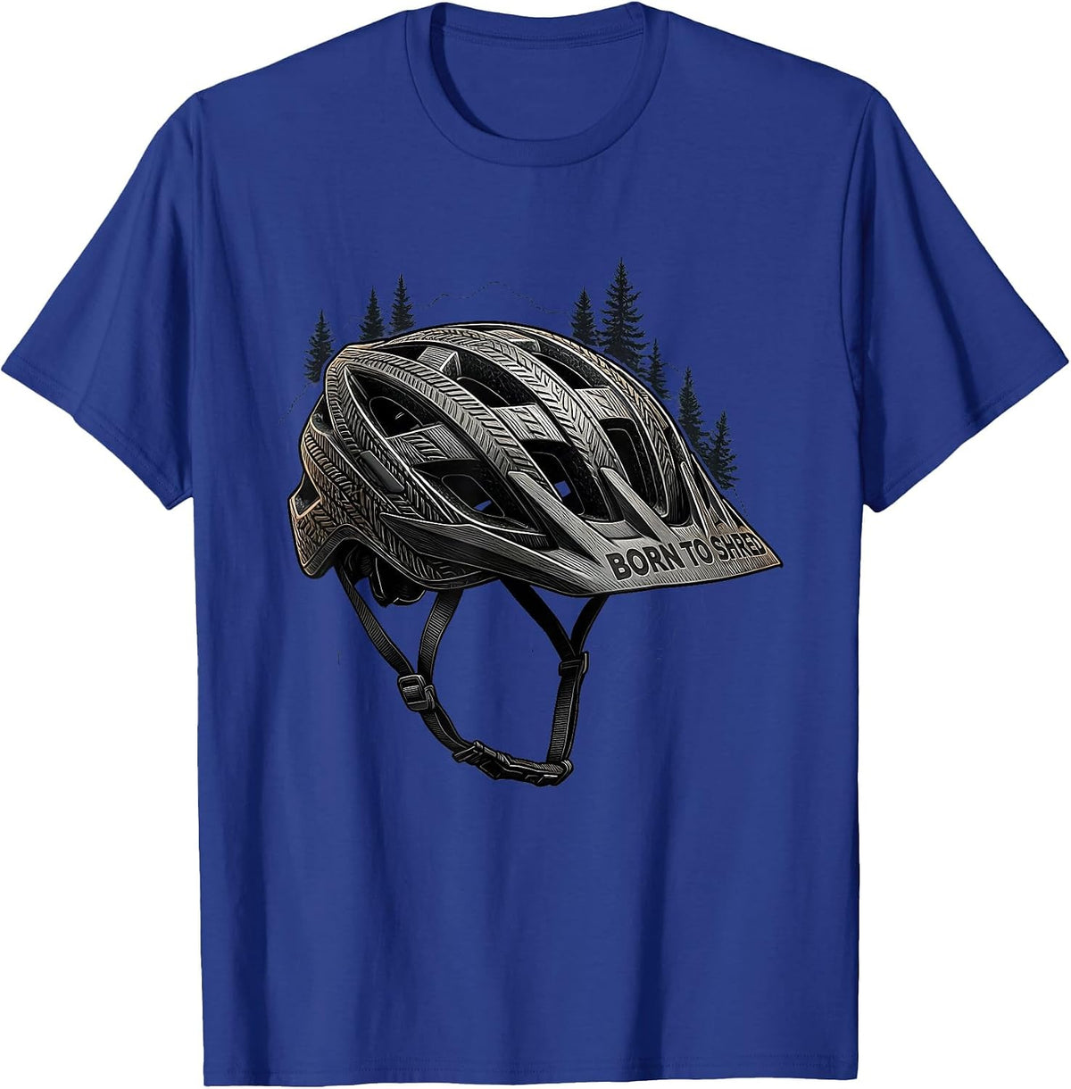 Born to Shred Mountain Bike Graphic Design T-Shirt - Royal Blue