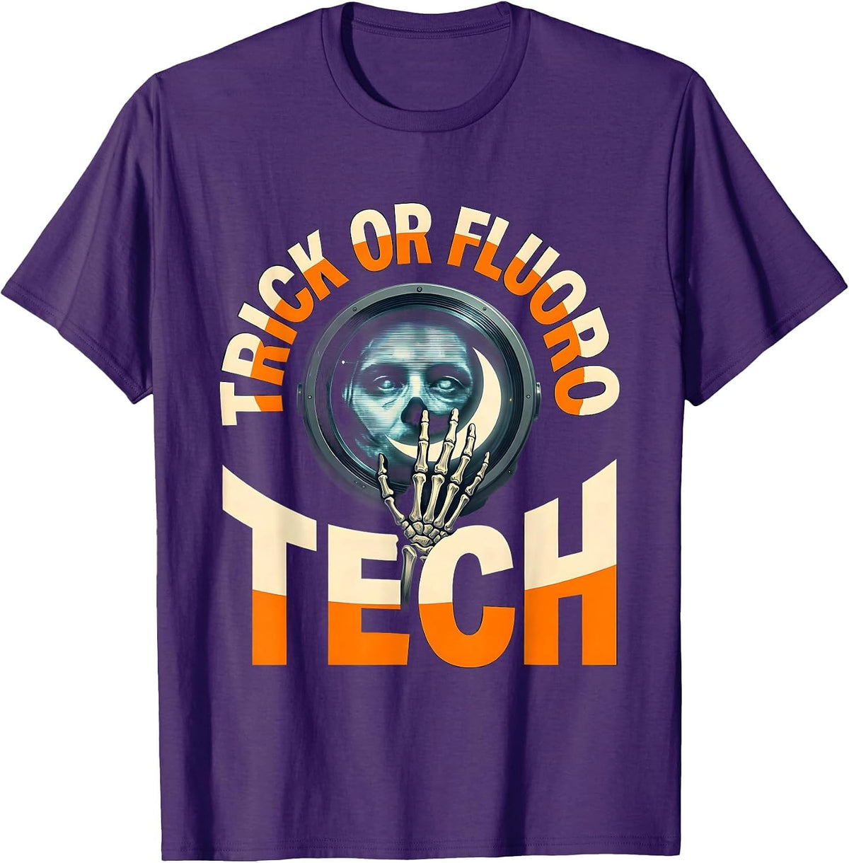 Trick Or Fluoro Tech Funny Radiology Tech Halloween Humor T-Shirt - Purple