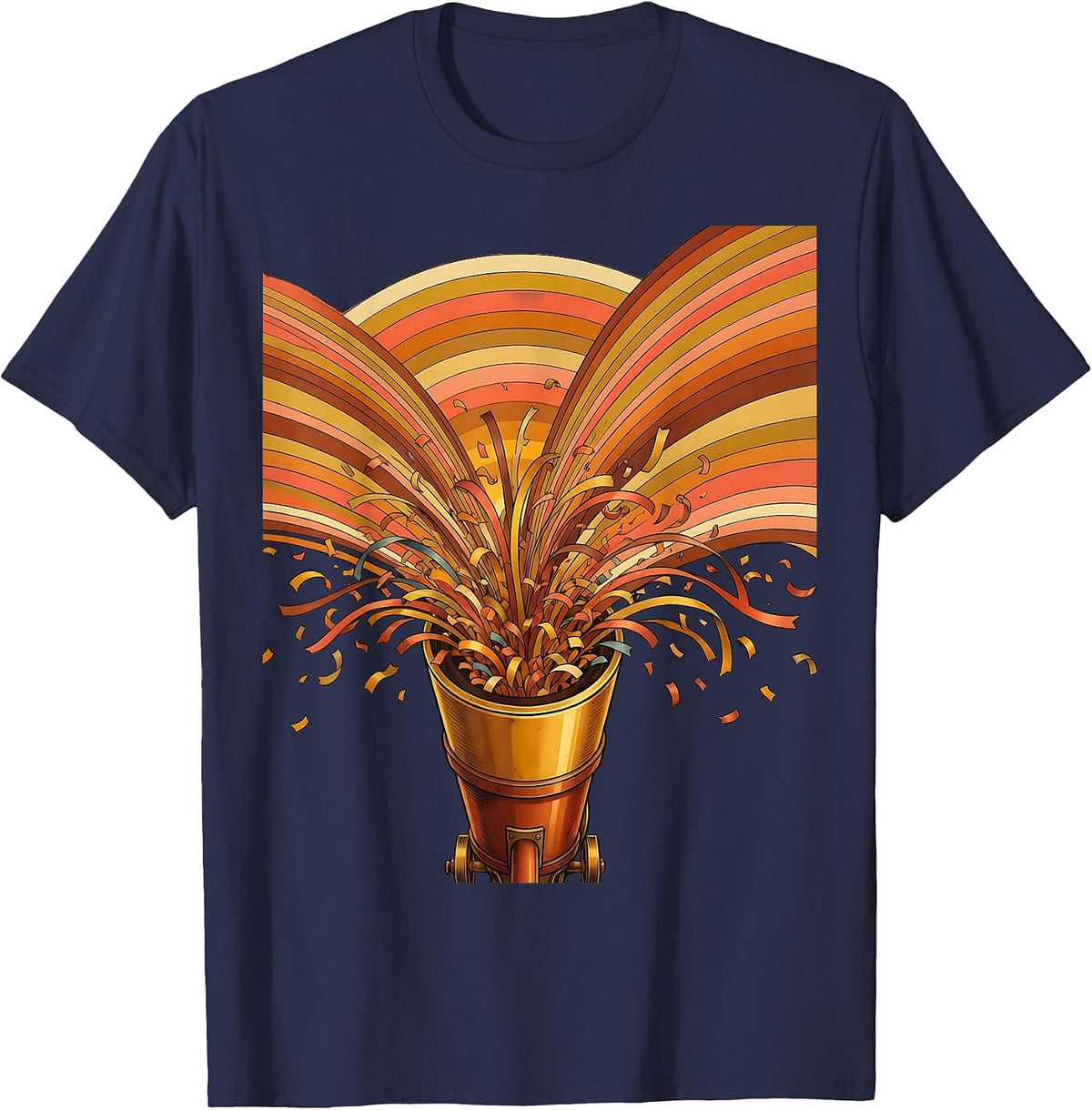 Confetti Cannon Night Sky Celebration Graphic T-Shirt - Navy Blue