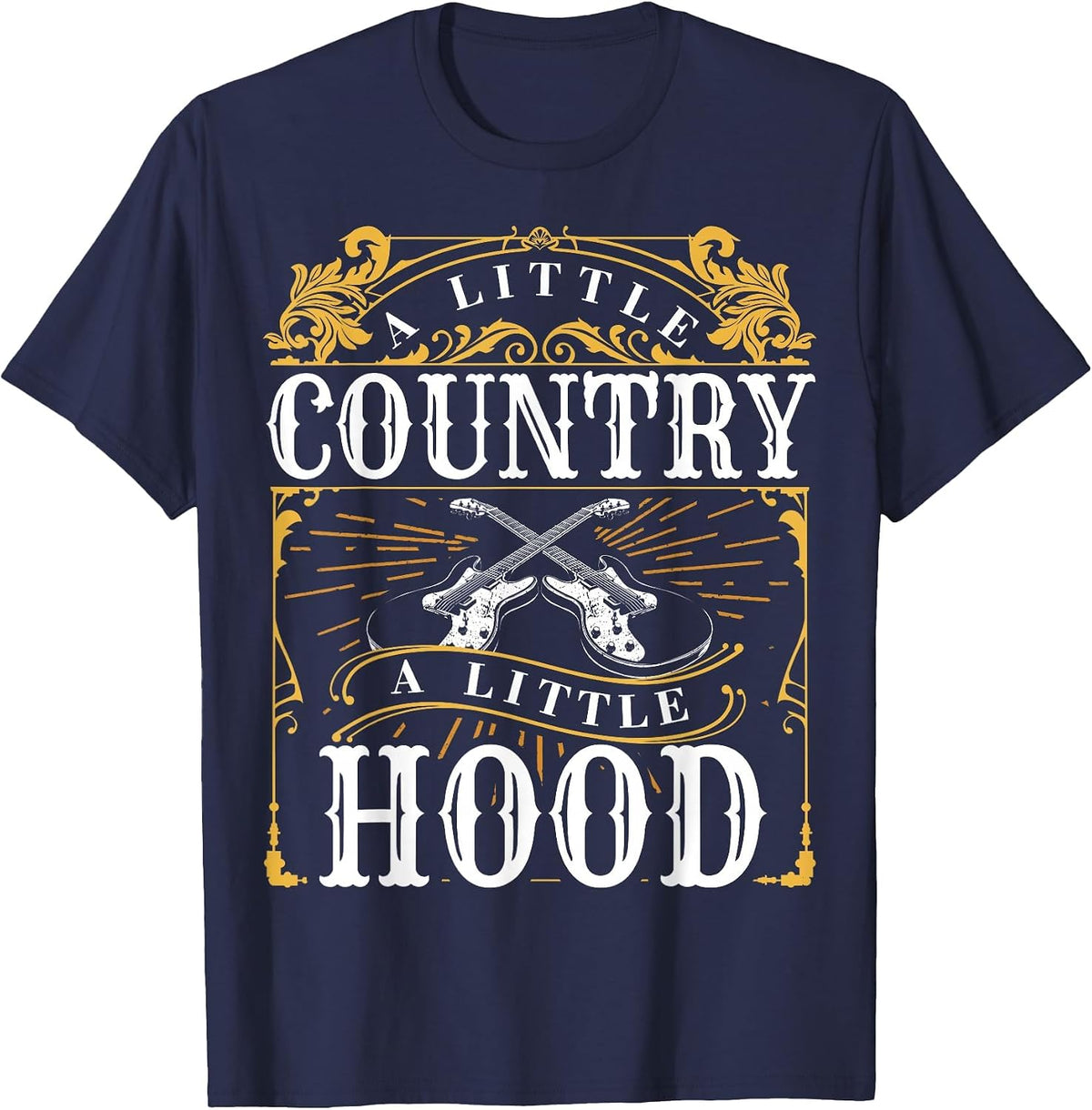 A Little Country A Little Hood Country Rap Hip Hop Music T-Shirt - Navy Blue