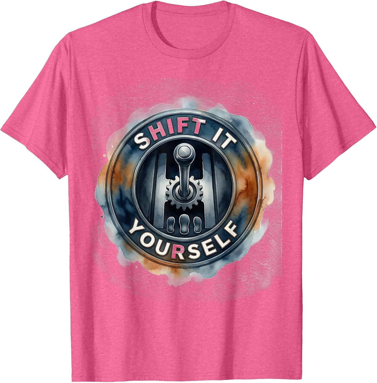 Shift It Yourself Watercolor Manual Transmission Car Guy T-Shirt - Pink Heather