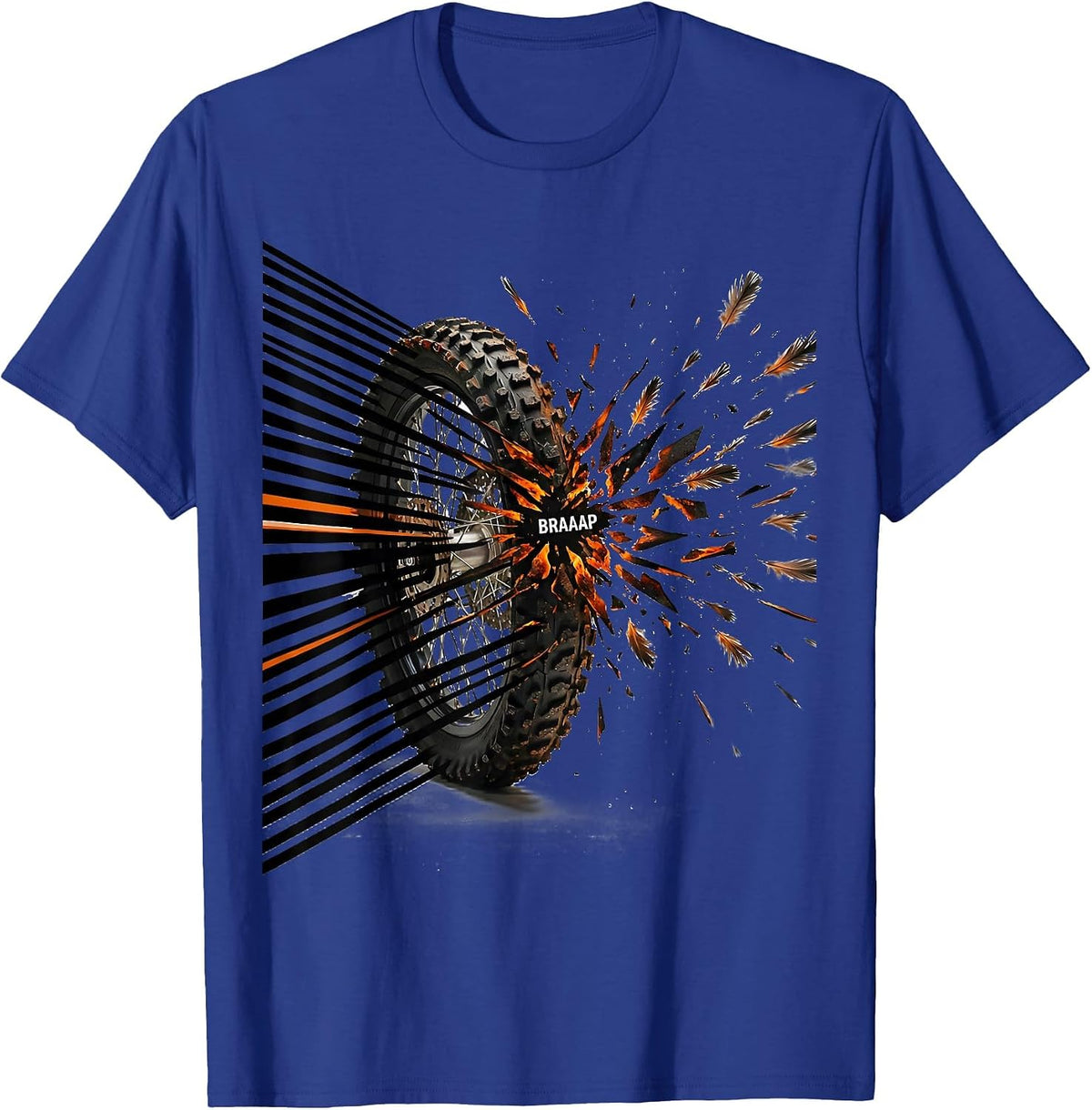Men's Braaap Rugged Motocross Dirt Bike Racing Casual Wear T-Shirt - Royal Blue