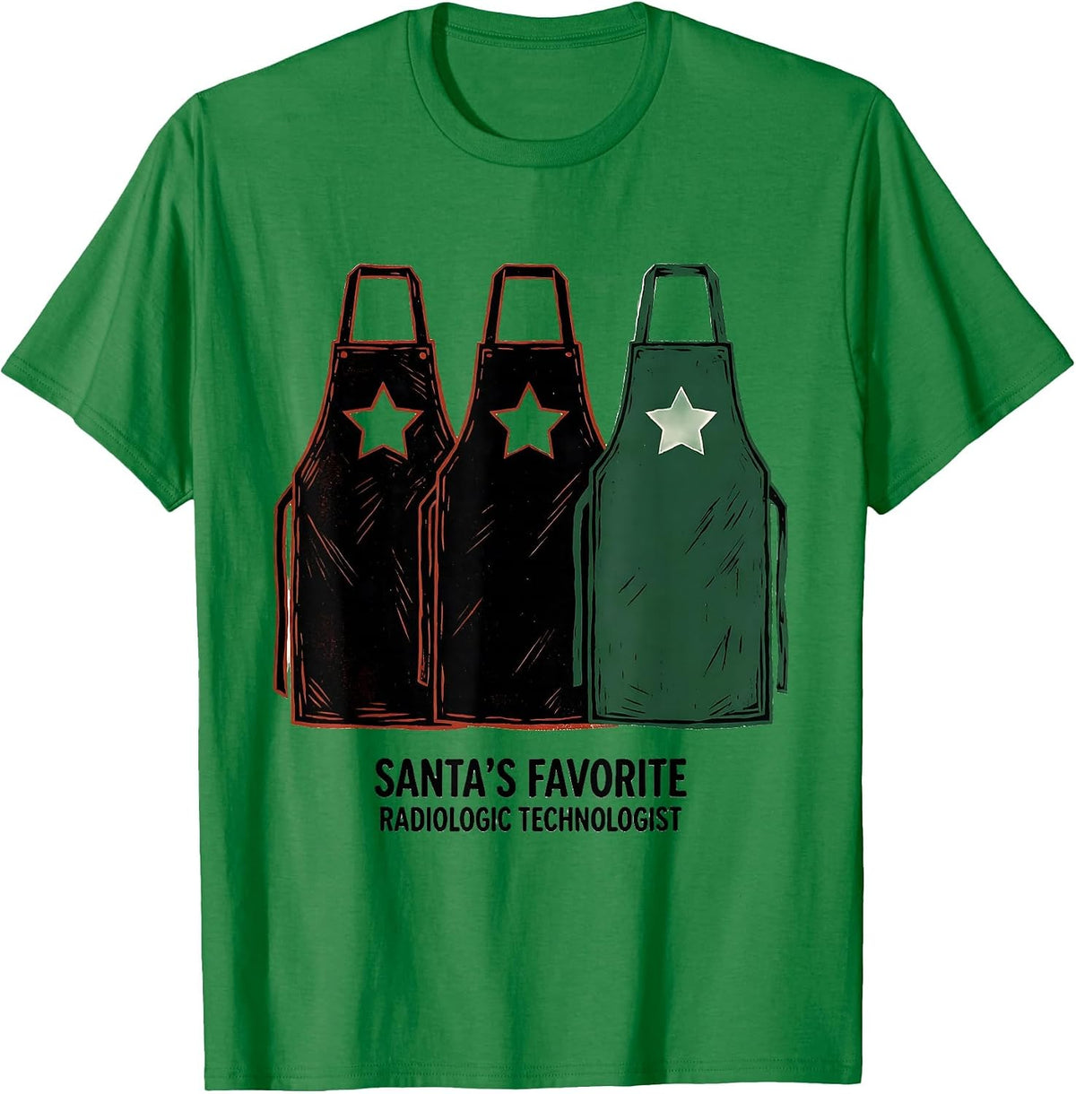 Men's Santa's Favorite Radiologic Technologist Funny T-Shirt - Kelly Green
