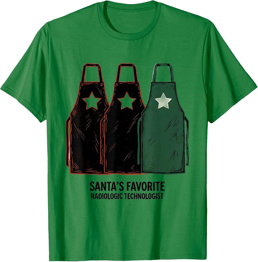 Men's Santa's Favorite Radiologic Technologist Funny T-Shirt - Kelly Green