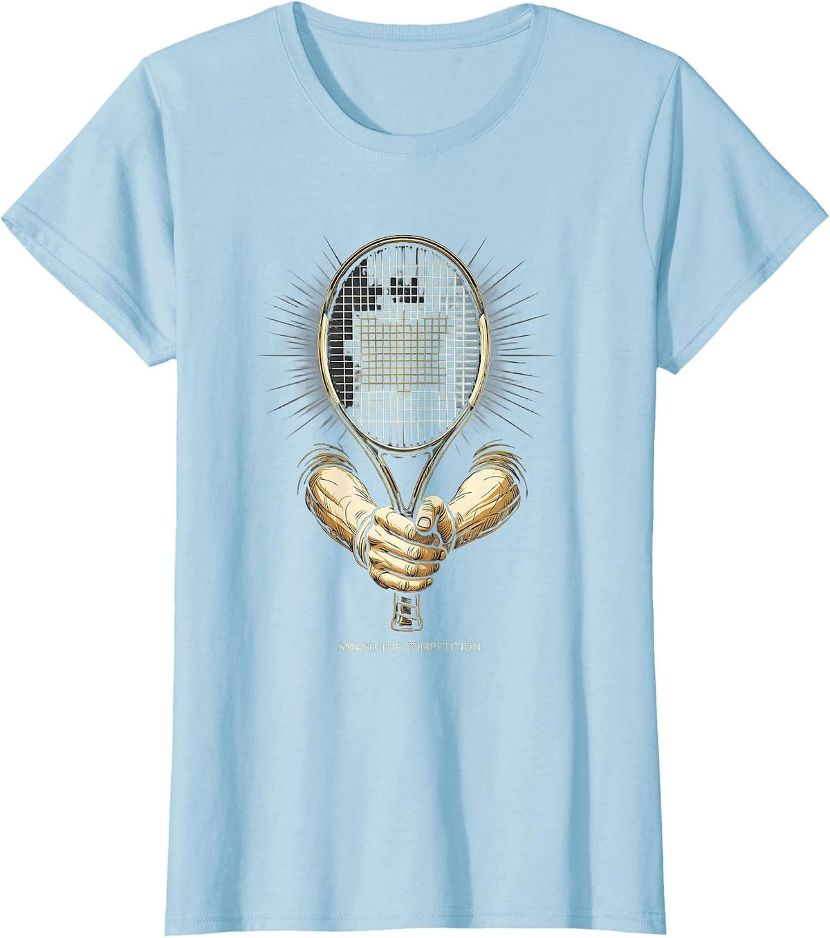 Smash the Competition Tennis Graphic Design T-Shirt - Baby Blue