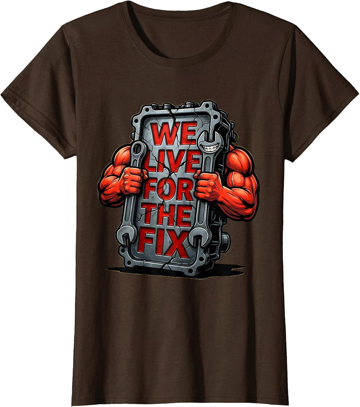 Women's We Live For The Fix Valley Forge Automotive Design T-Shirt - Brown