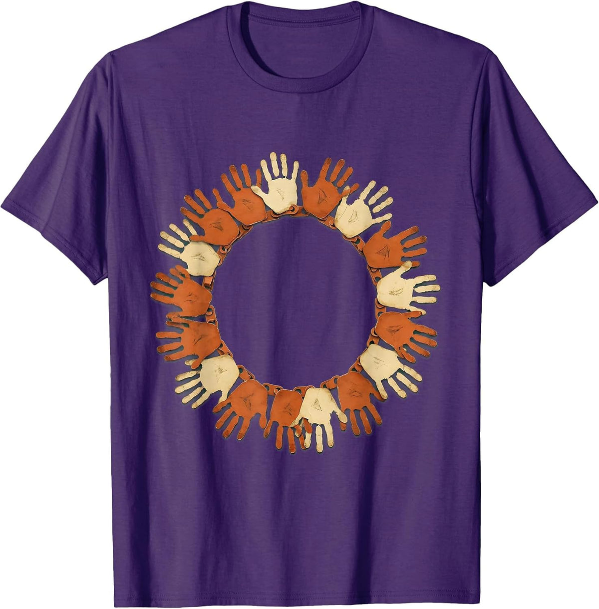 First Grade Teacher Paper Chain Handprint Art T-Shirt - Purple