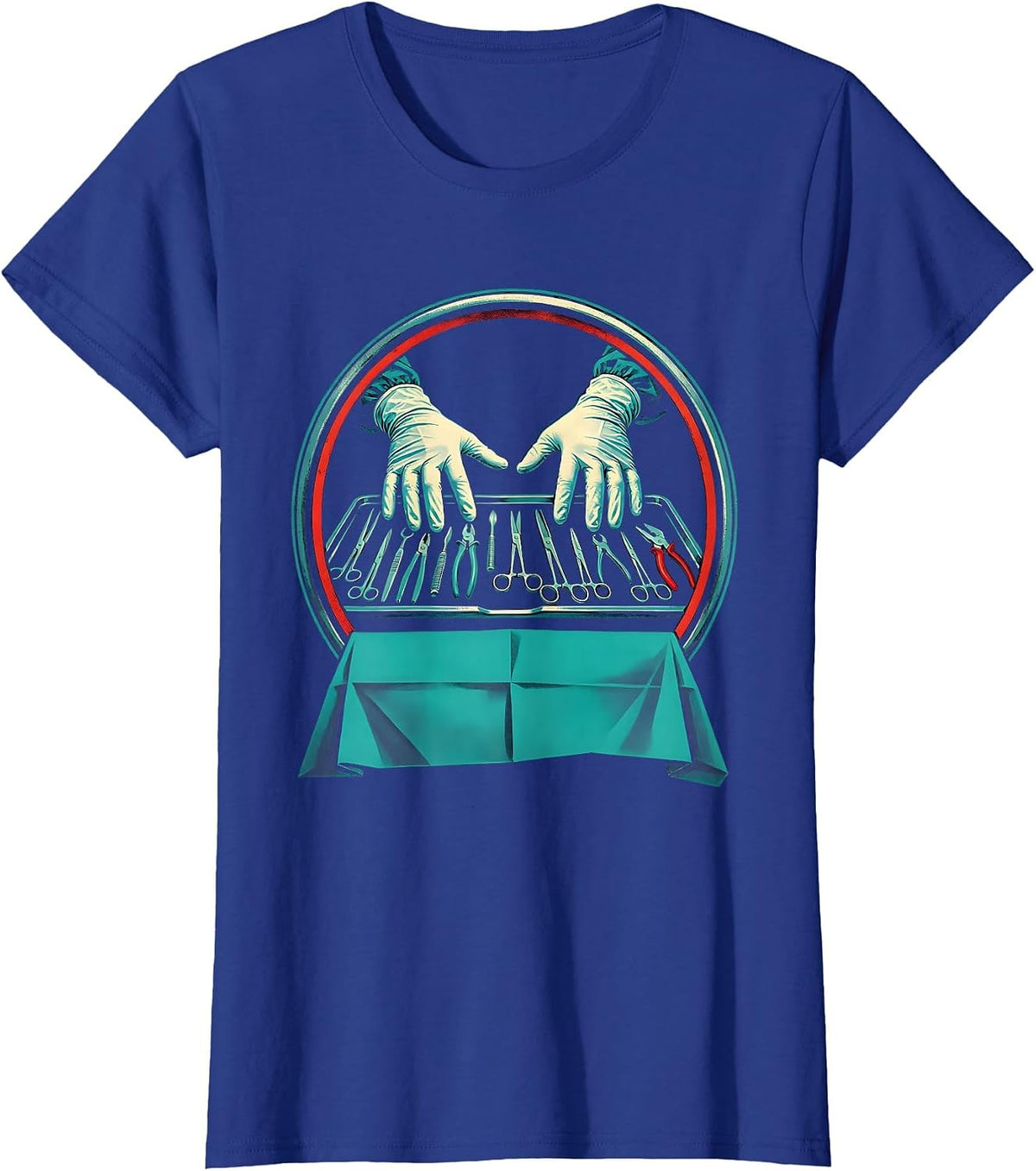 Women's Surgical Tech Hands Badge OR Scrub Tech Pride T-Shirt - Royal Blue