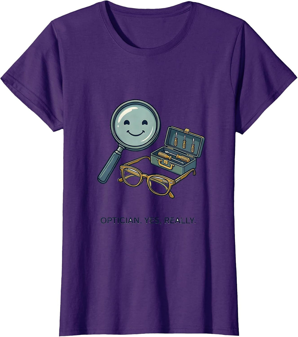 Women's Optician Yes Really Cute Eye-Care Team Pride Optometrist T-Shirt - Purple