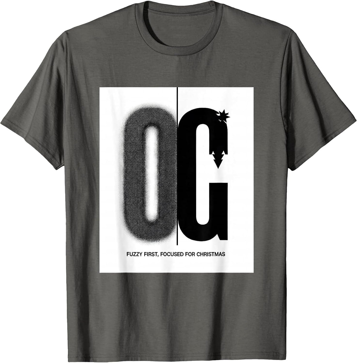 Men's Fuzzy First Focused For Christmas Optometrist Eye Doctor T-Shirt - Asphalt Grey