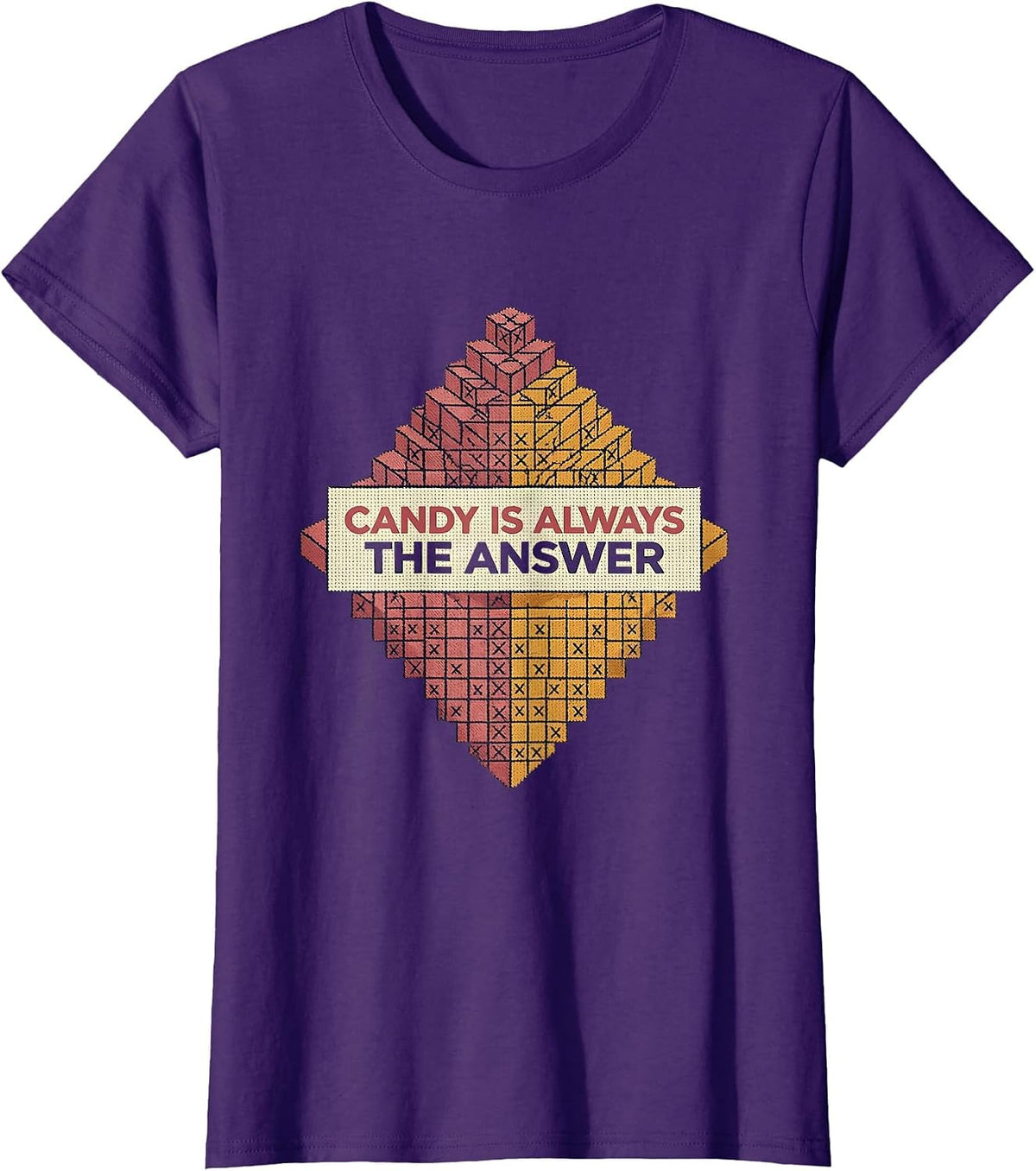Women's Candy Is Always The Answer Sweet Tooth Design T-Shirt - Purple