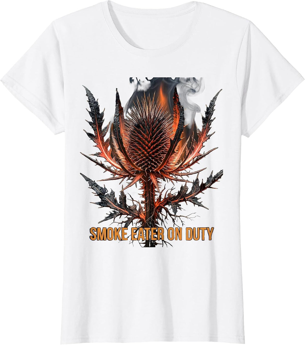 Smoke Eater On Duty Firefighter Design T-Shirt - White