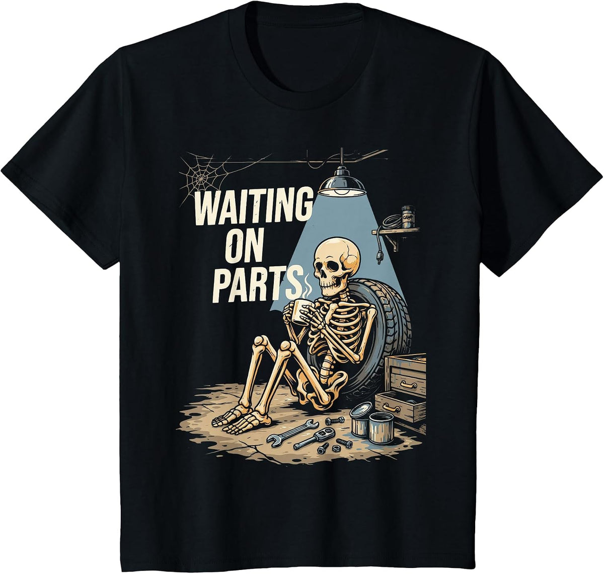 Mechanic Men Auto Repair Waiting on Parts Car Technician T-Shirt - Black