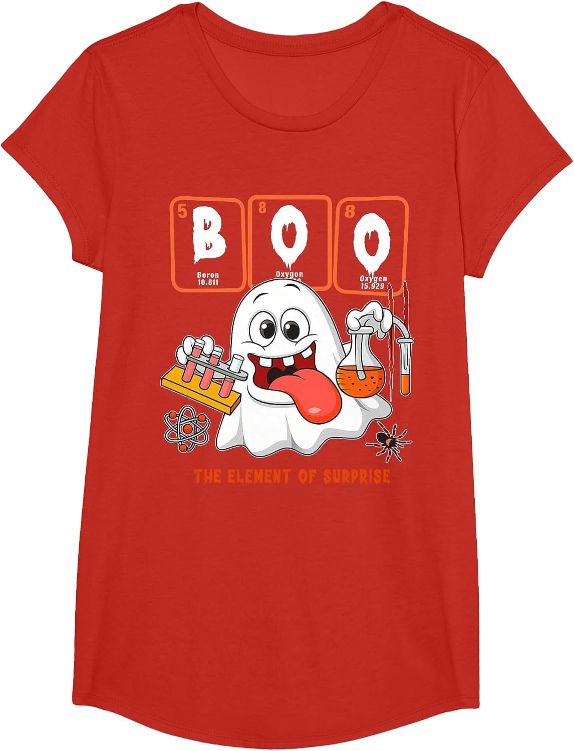 Chemistry Boo The Element of Surprise Halloween Men Women T-Shirt - Girls Red